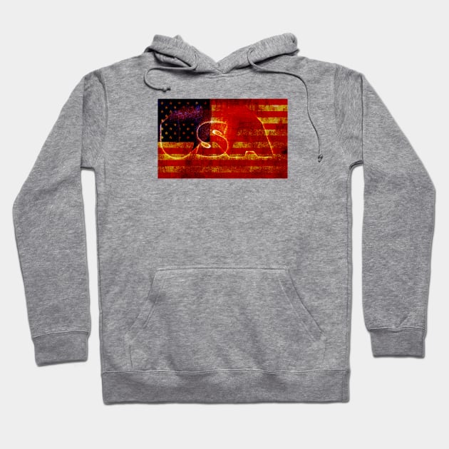 USA 3D Grunge Stars and Stripes Flag Hoodie by KZK101